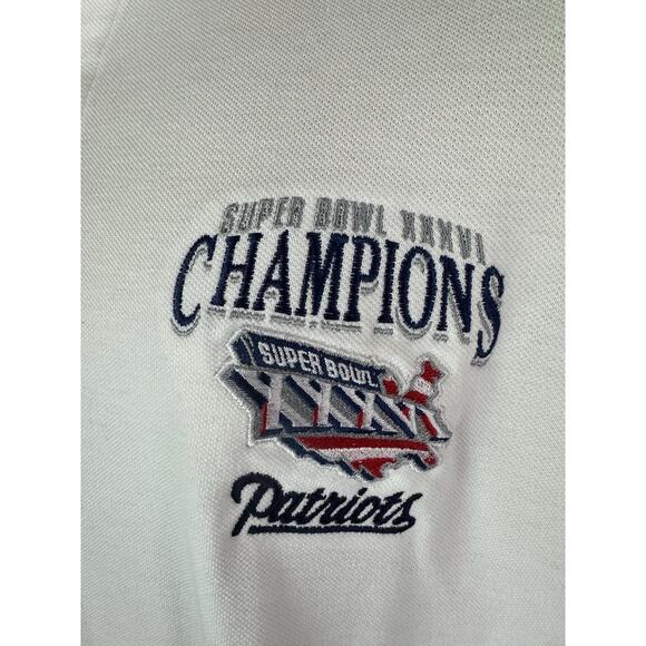 NFL Patriots Super Bowl XXXVIII 2001 Champions Polo Shirt, Men L,white Lee, New - Picture 2 of 16